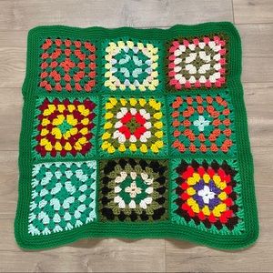 Vintage Handmade Crochet Granny Square Blanket